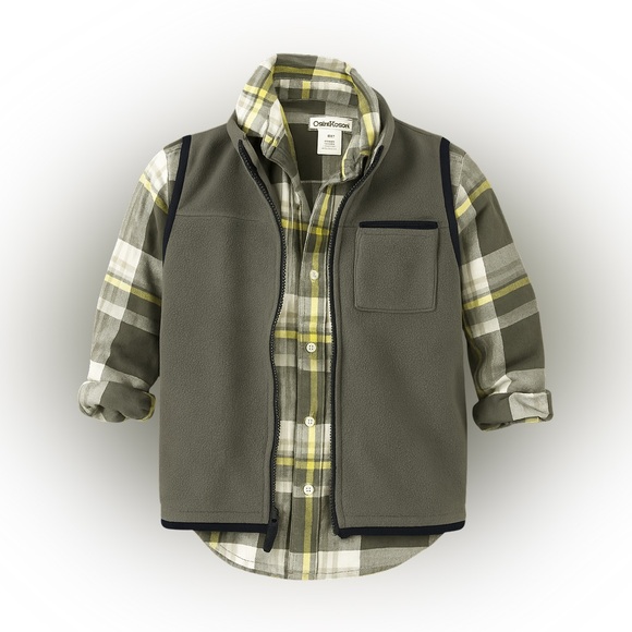 GAP FLEECE VEST W/ Cherokee plaid top - Picture 4 of 4